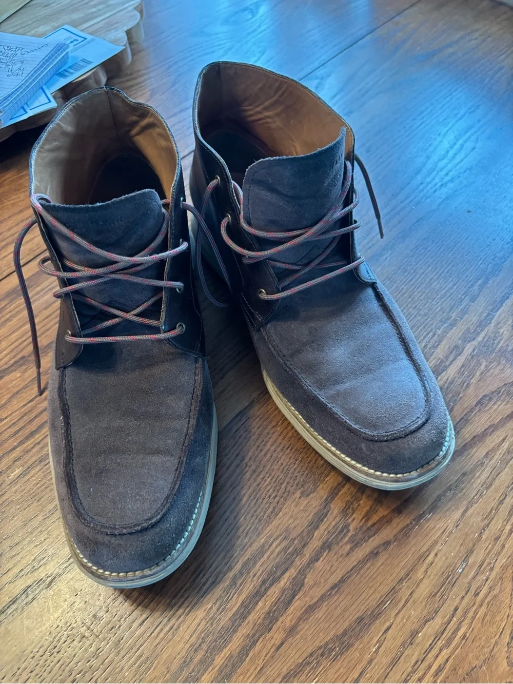 Cole haan mens 13 13M lunargrand boots brown suede leather shoes